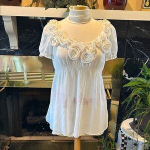 Elegant White Ruffled Women's Blouse